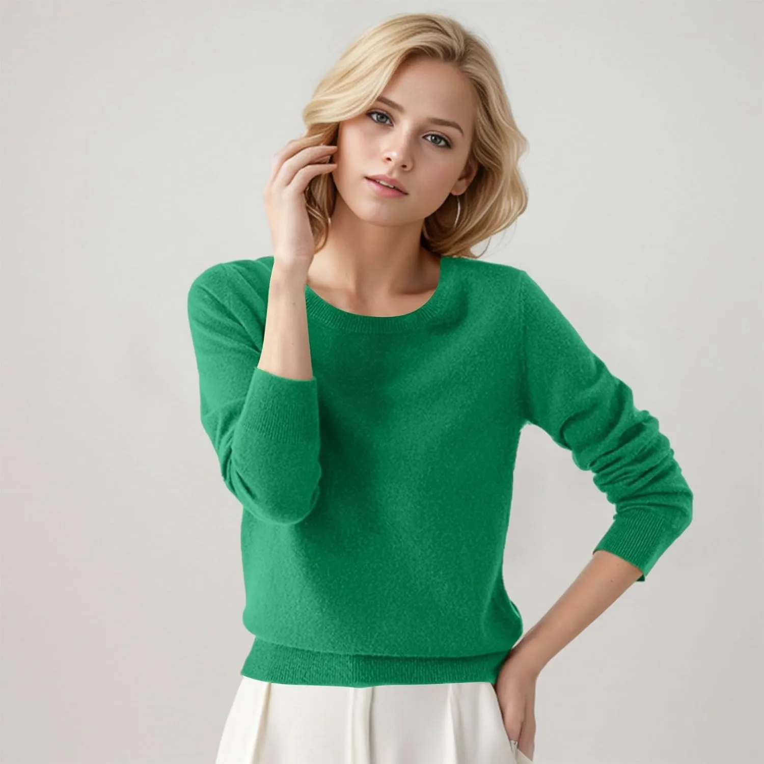Pullover Sweaters for Women, Wool Base Layer Sweaters Cotton Soft Pullover Tops Crew Neck Lightweight Sweaters
