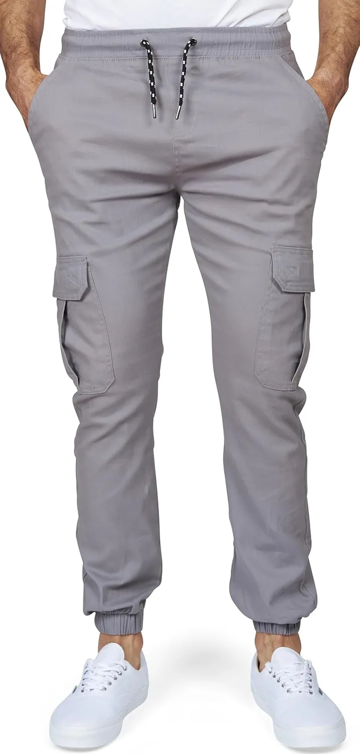RGSTR 3 Pack Cargo Pants for Men - Relaxed Fit Twill Joggers with Elastic Waistband and Stretch Fabric - Casual Wear