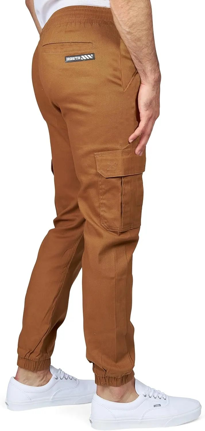 RGSTR Cargo Jogger Pants for Men - Relaxed Fit Twill Joggers with Elastic Waistband and Stretch Fabric - Casual Wear