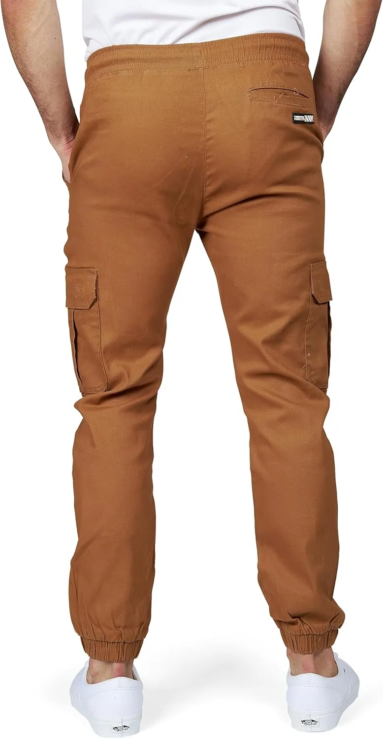 RGSTR Cargo Jogger Pants for Men - Relaxed Fit Twill Joggers with Elastic Waistband and Stretch Fabric - Casual Wear