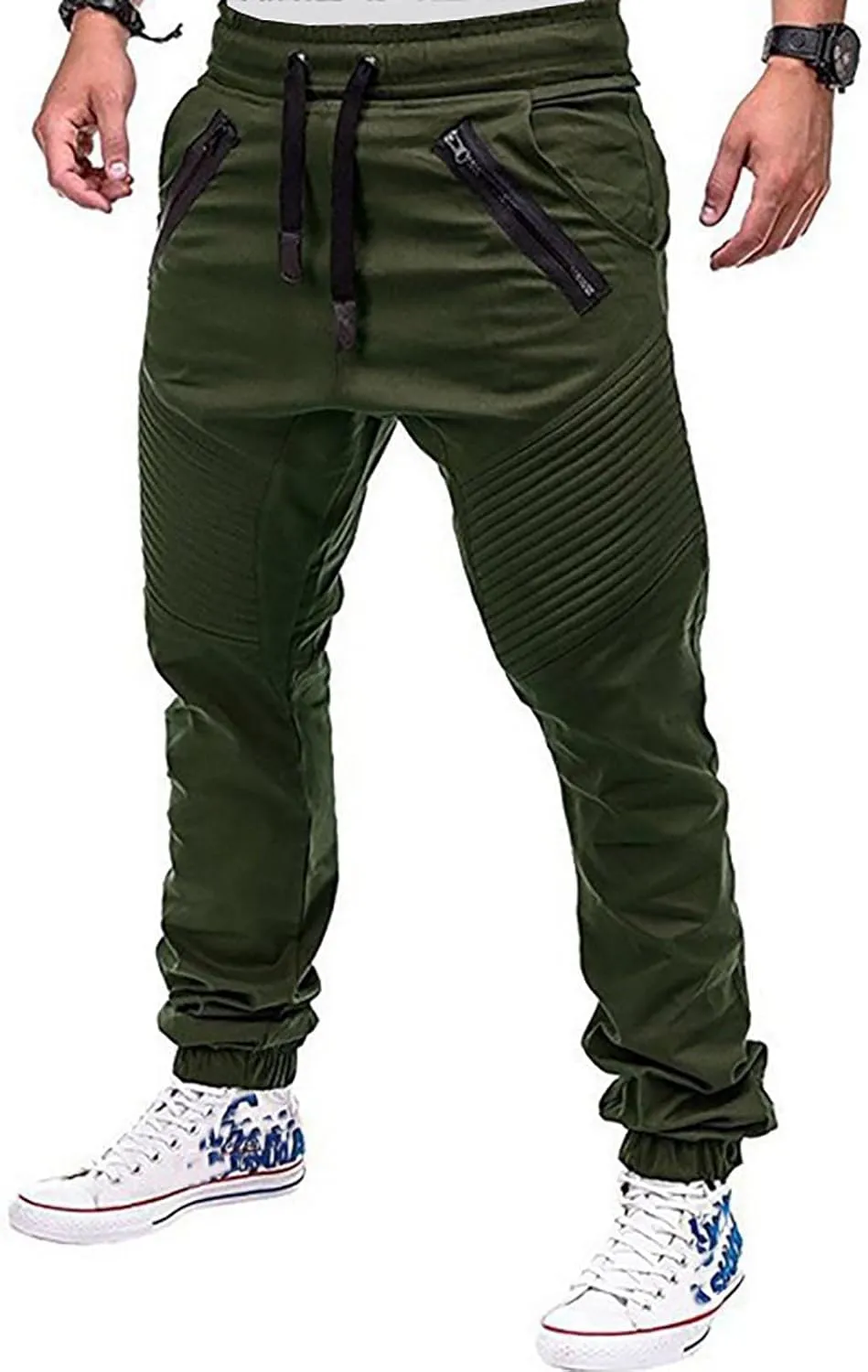 RTRDE Men's Casual Pants Joggers Pants Cargo Athletic Sweatpants Workout Pants with Zipper Pockets Sweatpants, M-4XL