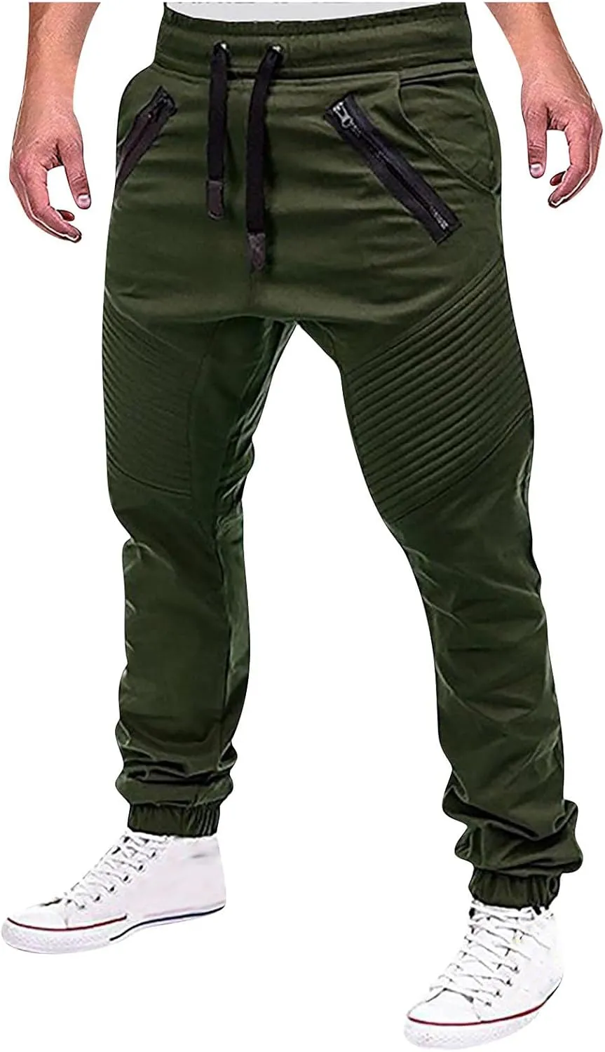 RTRDE Men's Casual Pants Joggers Pants Cargo Athletic Sweatpants Workout Pants with Zipper Pockets Sweatpants, M-4XL