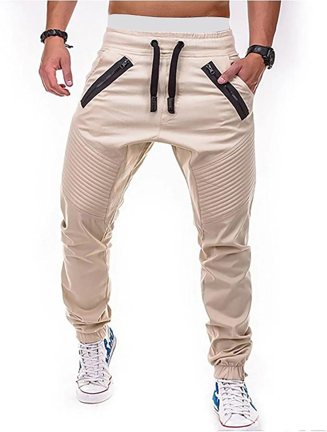 RTRDE Men's Casual Pants Joggers Pants Cargo Athletic Sweatpants Workout Pants with Zipper Pockets Sweatpants, M-4XL