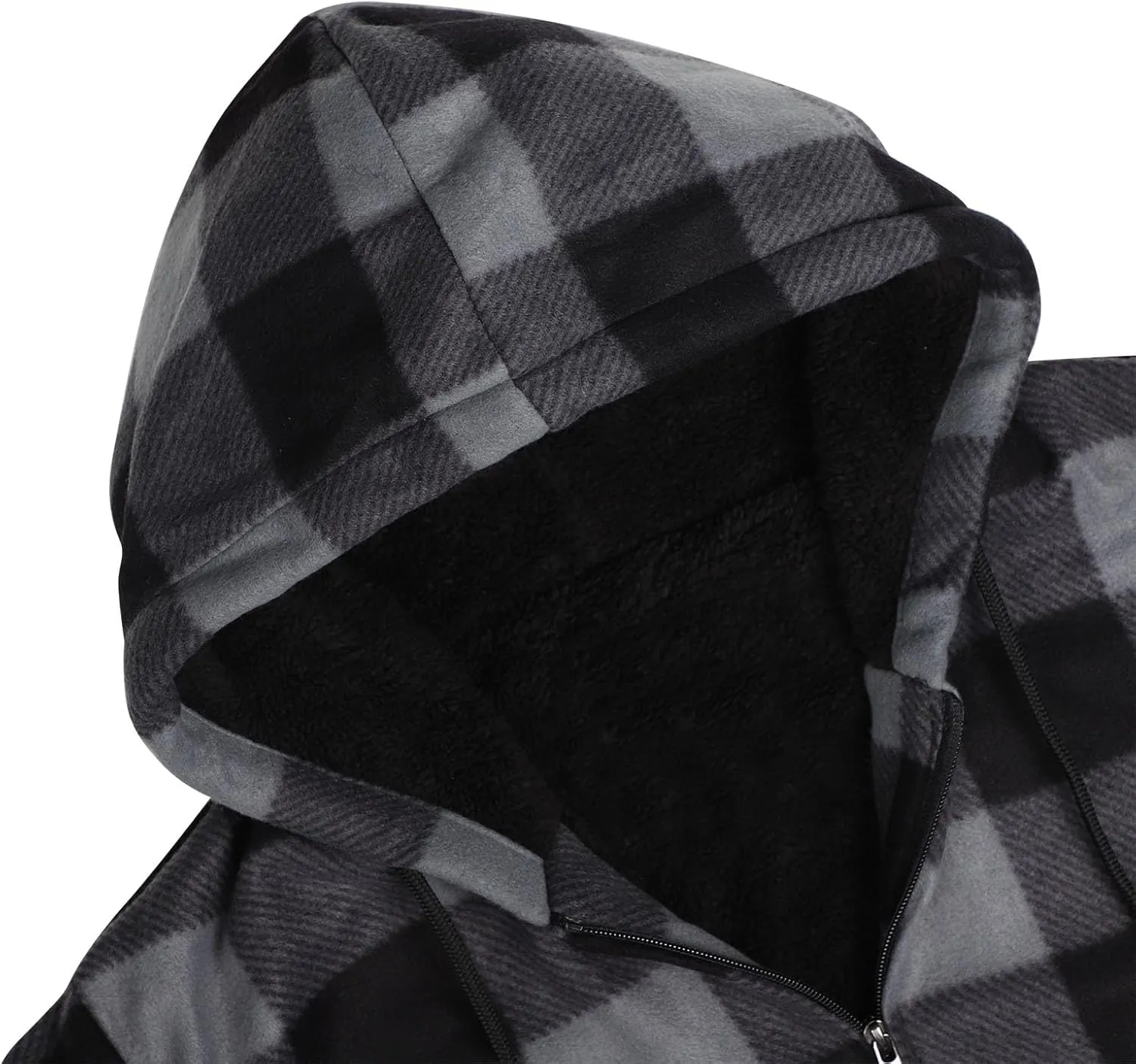 Sherpa Fleece Lined Hoodies for Men Heavy Thick Flannel Plaid Jacket Full Zip Up Winter Warm Sweatshirts Fashion Coat