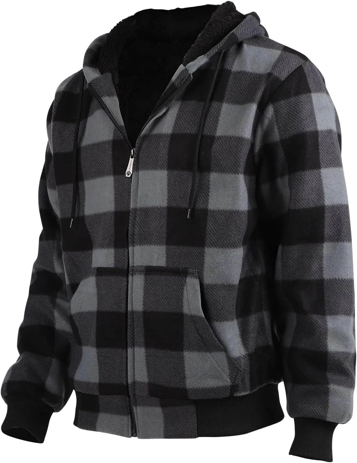 Sherpa Fleece Lined Hoodies for Men Heavy Thick Flannel Plaid Jacket Full Zip Up Winter Warm Sweatshirts Fashion Coat