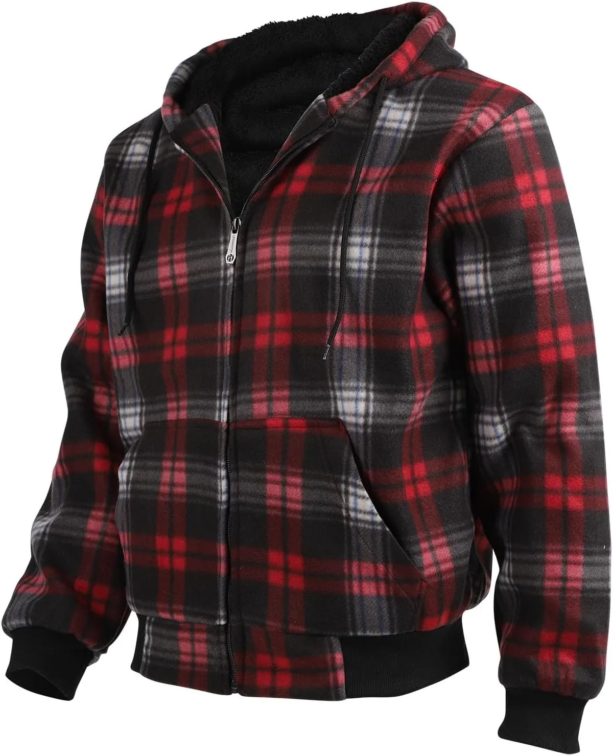 Sherpa Fleece Lined Hoodies for Men Heavy Thick Flannel Plaid Jacket Full Zip Up Winter Warm Sweatshirts Fashion Coat