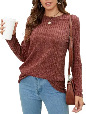SimpleFun Women's Tunic Sweaters Lightweight Fall Casual Long Sleeve Crewneck Pullover Tops