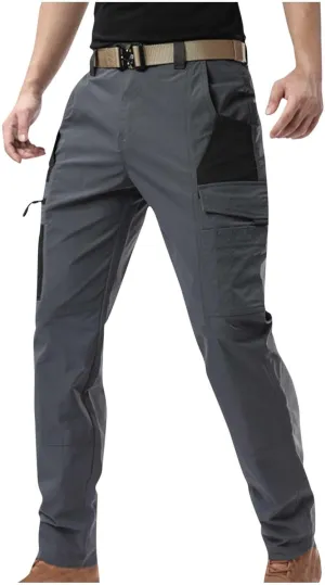 Sinzelimin Men's Cargo Pants 2025 Fashion Multiple Pockets Loose Casual Comfy Outdoors Hiking Trouser Wide Leg Sweatpant