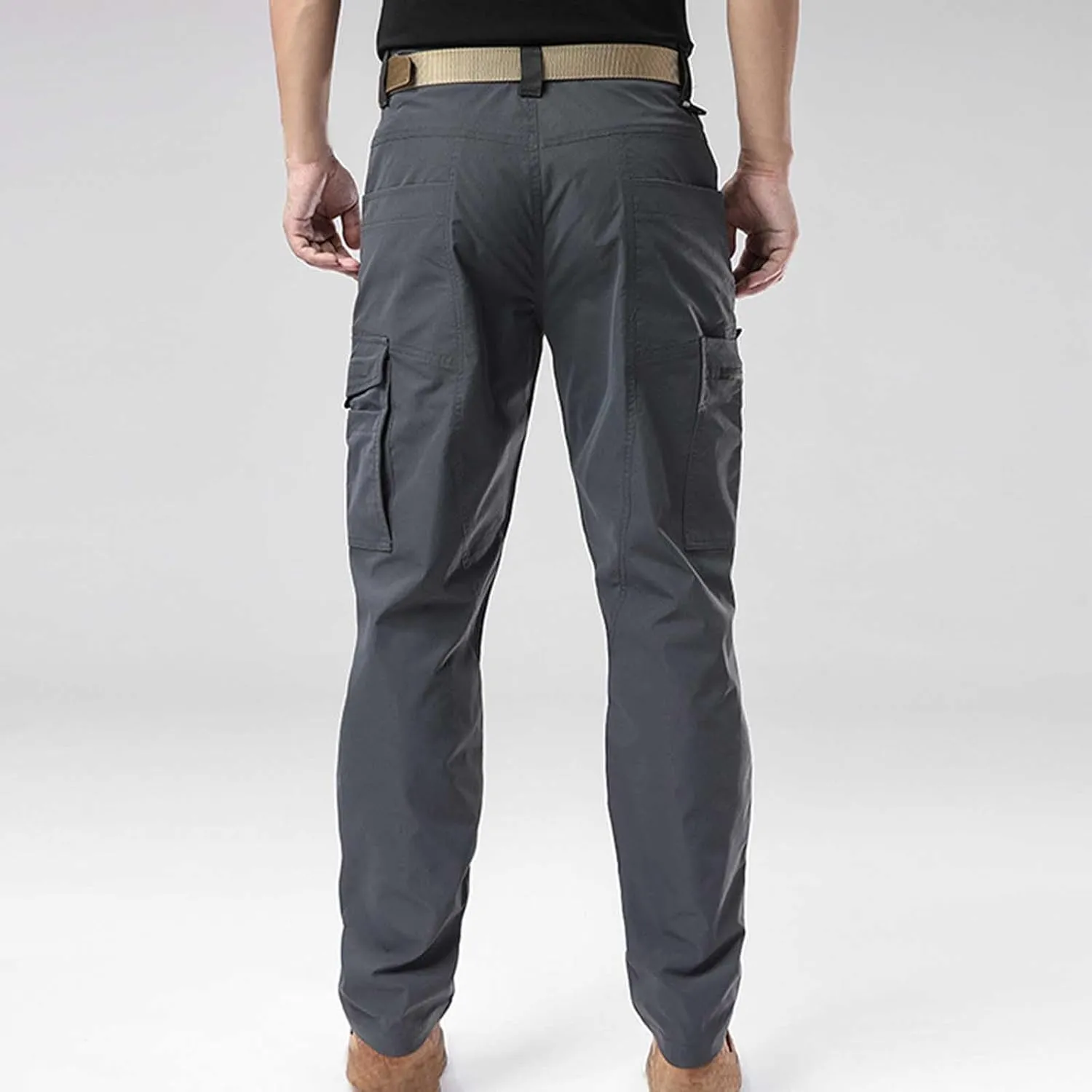 Sinzelimin Men's Cargo Pants 2025 Fashion Multiple Pockets Loose Casual Comfy Outdoors Hiking Trouser Wide Leg Sweatpant