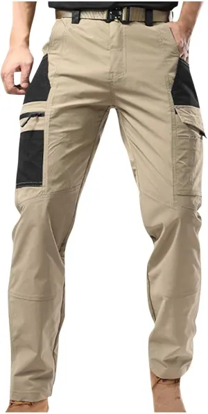 Sinzelimin Men's Cargo Pants 2025 Fashion Multiple Pockets Loose Casual Comfy Outdoors Hiking Trouser Wide Leg Sweatpant