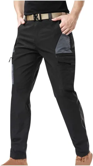 Sinzelimin Men's Cargo Pants 2025 Fashion Multiple Pockets Loose Casual Comfy Outdoors Hiking Trouser Wide Leg Sweatpant