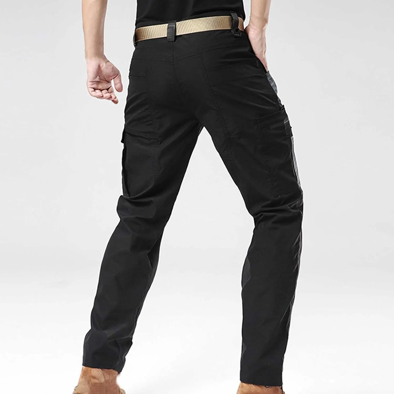 Sinzelimin Men's Cargo Pants 2025 Fashion Multiple Pockets Loose Casual Comfy Outdoors Hiking Trouser Wide Leg Sweatpant