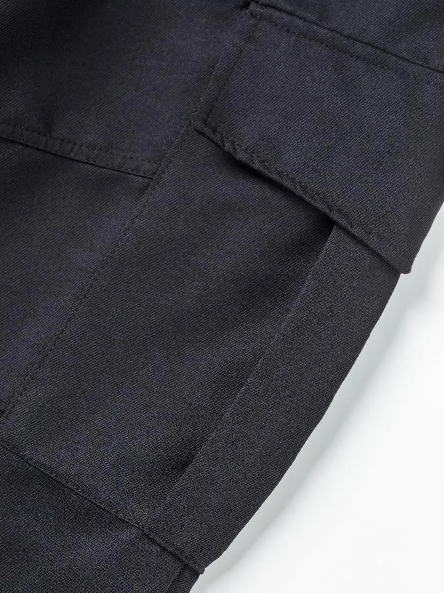 Sinzelimin Men's Cargo Pants Fashion Multiple Pockets Lace up Elastic Waist Loose Comfy Full Length Workwear Trouser