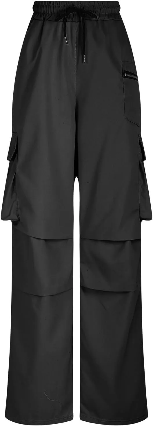 Sinzelimin Men's Cargo Pants Fashion Solid Color Multiple Pockets Loose Comfy Casual Work Trousers Wide Leg Sweatpant