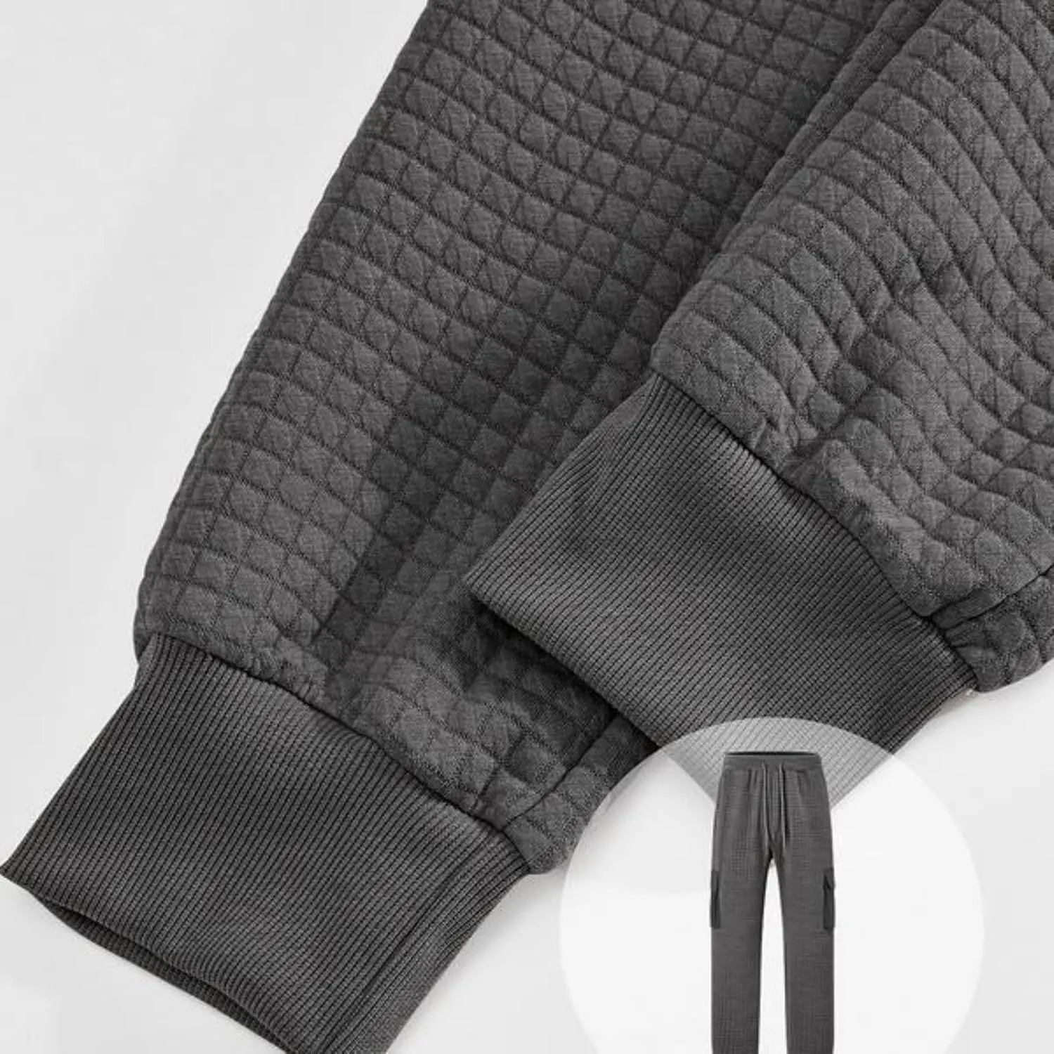 Sinzelimin Men's Cargo Pants Fashion Solid Drawstring Elastic Waist Multiple Pockets Loose Comfy Wide Leg Bound Feet Trouser