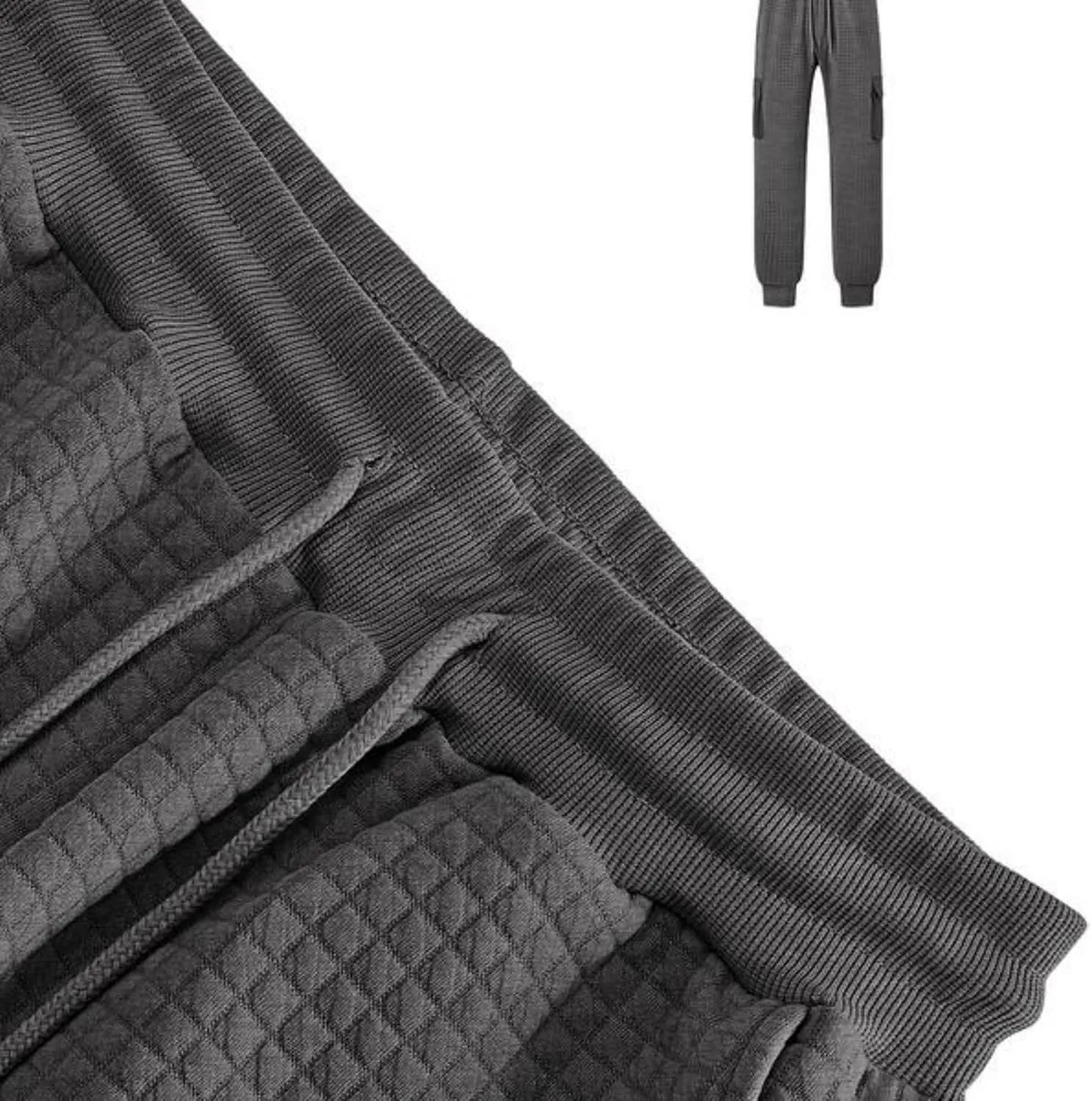 Sinzelimin Men's Cargo Pants Fashion Solid Drawstring Elastic Waist Multiple Pockets Loose Comfy Wide Leg Bound Feet Trouser