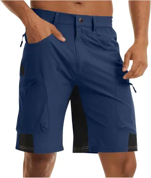 Sinzelimin Men's Cargo Shorts Summer Fashion Pachwork Multiple Pockets Workwear Outdoor Fishing Hiking Bike Crop Sweatpant