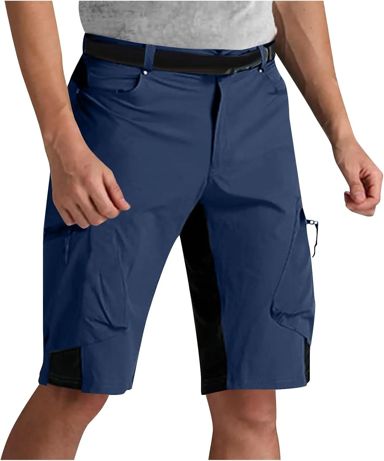 Sinzelimin Men's Cargo Shorts Summer Fashion Pachwork Multiple Pockets Workwear Outdoor Fishing Hiking Bike Crop Sweatpant