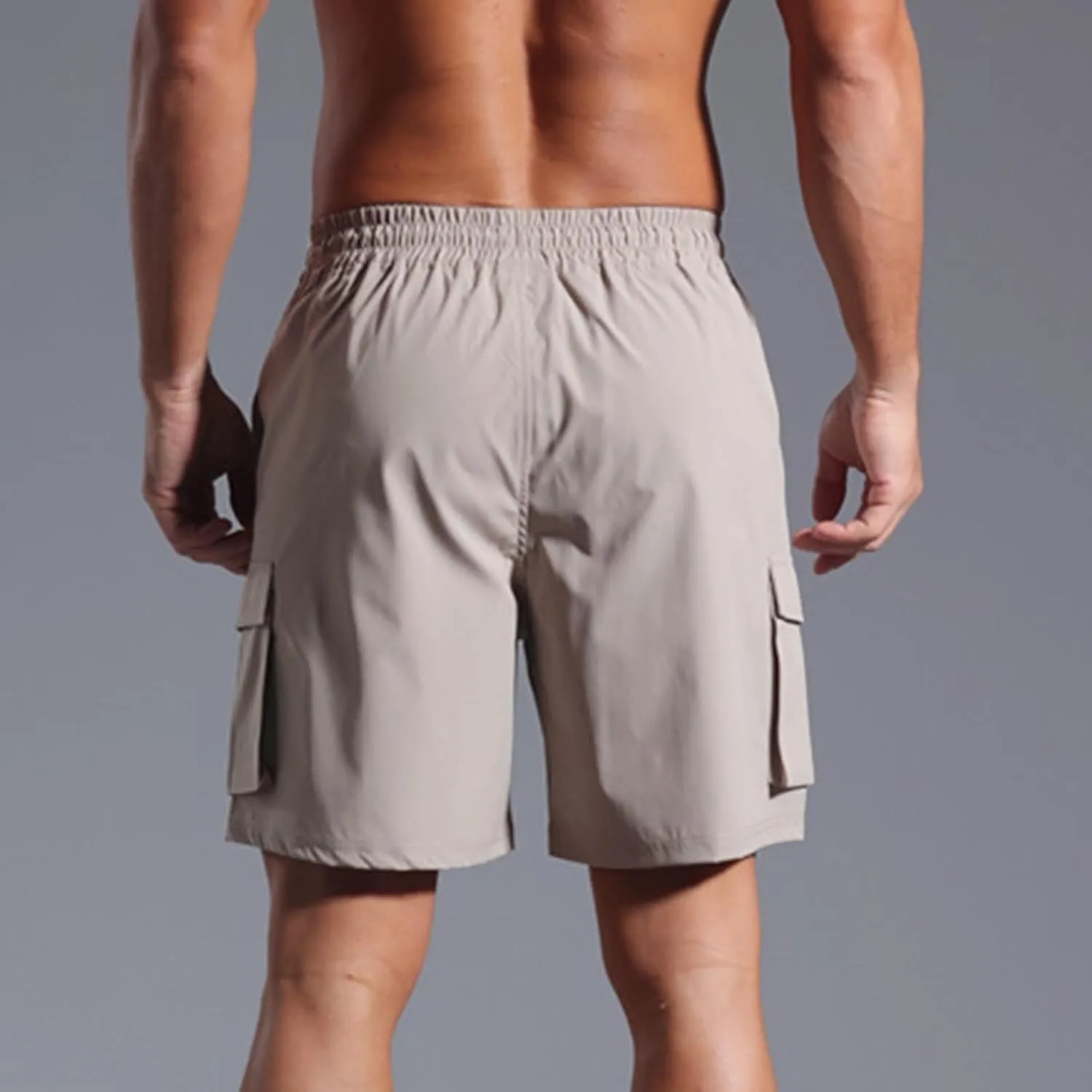 Sinzelimin Men's Cargo Shorts Summer Fashion Solid Color Multiple Pockets Loose Casual Comfy Cargo Short Pants