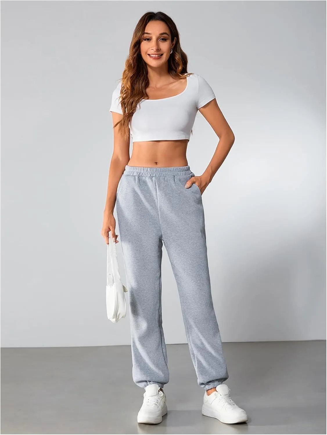 SOLY HUX Women's Elastic High Waist Sweatpants Casual Workout Running Joggers Pants
