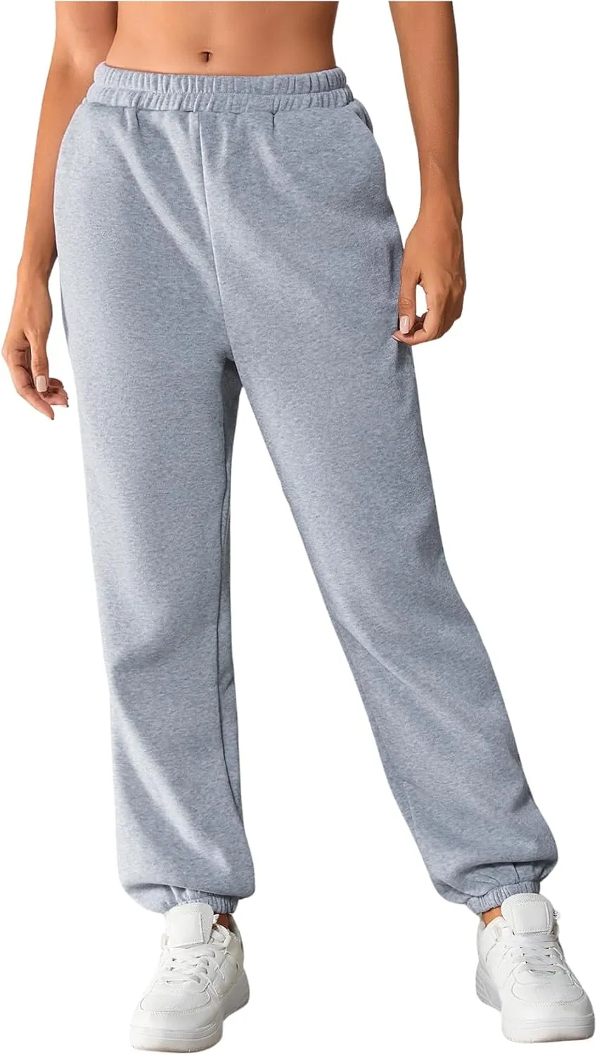 SOLY HUX Women's Elastic High Waist Sweatpants Casual Workout Running Joggers Pants
