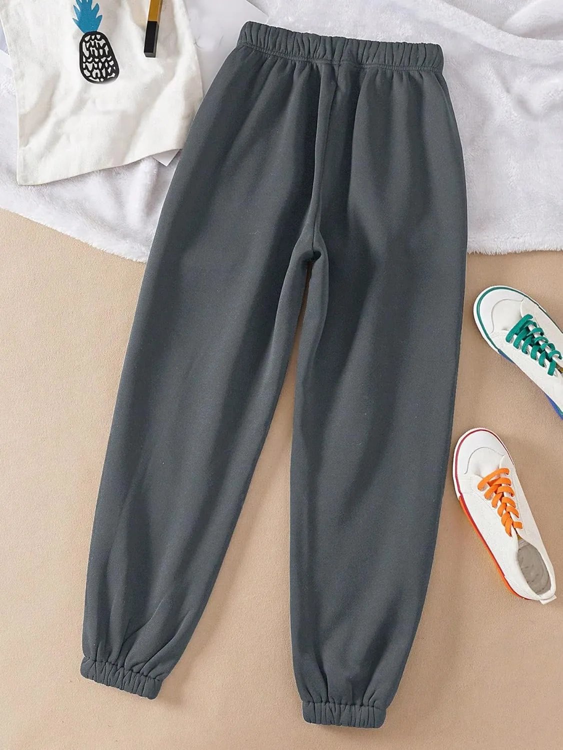 SOLY HUX Women's Graphic Letter Print Elastic Waist Sweatpants Color Block Cozy Running Joggers Pants