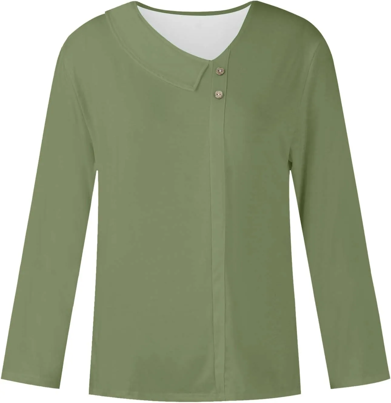 Spring Tops for Women Elegant Cozy Asymmetric Collared V Neck Blouses Dressy Work Casual Solid Color 3/4 Sleeve Shirt
