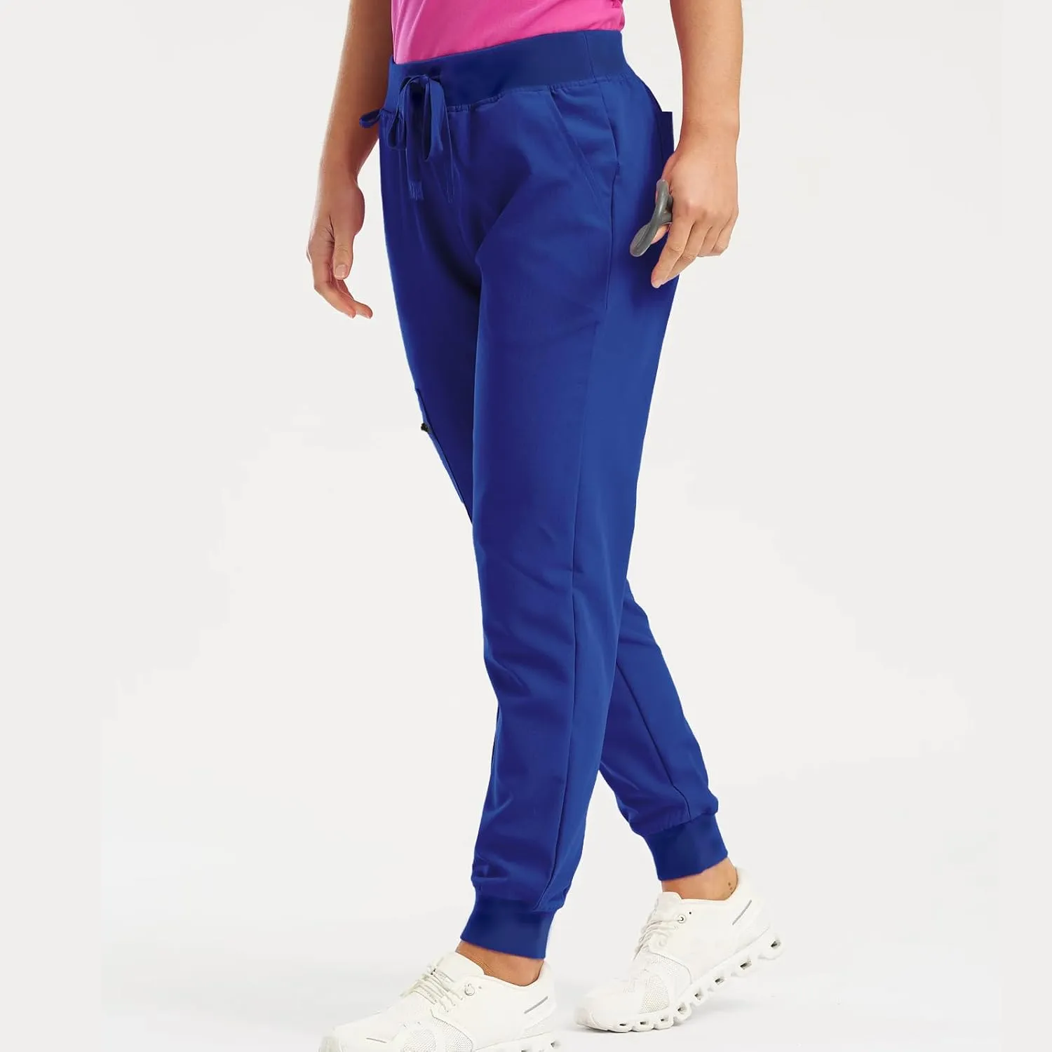 Stretch Scrubs for Women Pants High Waist Drawstring Joggers Yoga Pants Lightweight Pockets Cinch Bottom Lounge Pants