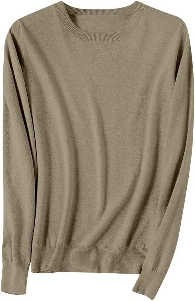 Sweaters for Women Long Sleeve Crew Neck Knitted Sweaters Casual Basic Pullover Sweaters Top