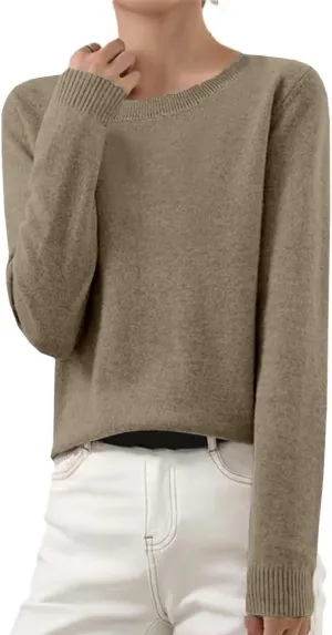 Sweaters for Women Long Sleeve Crew Neck Knitted Sweaters Casual Basic Pullover Sweaters Top