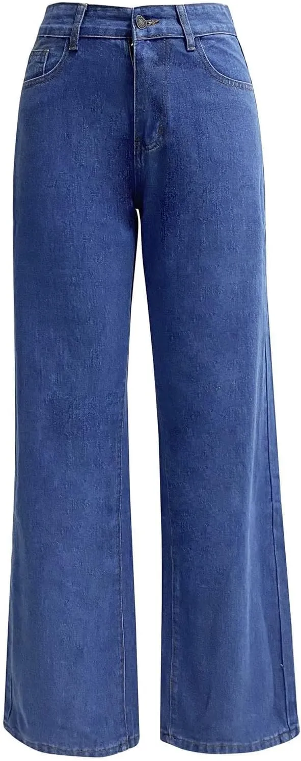 Sweatpant Jeans Boyfriend High Waited Baggy Wide Leg Jean Y2k Streetwear Retro Loose Fit Denim Pant with Pockets
