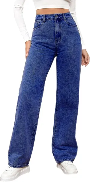 Sweatpant Jeans Boyfriend High Waited Baggy Wide Leg Jean Y2k Streetwear Retro Loose Fit Denim Pant with Pockets