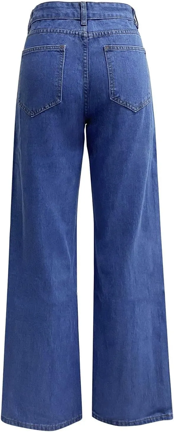 Sweatpant Jeans Boyfriend High Waited Baggy Wide Leg Jean Y2k Streetwear Retro Loose Fit Denim Pant with Pockets