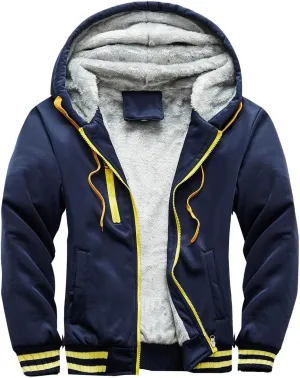 Thatrich Sherpa Lined Hoodies for Men Fleece Fuzzy Hooded Coats Casual Warm Jackets Cozy Full Zip Outwears Winter Coat Trendy