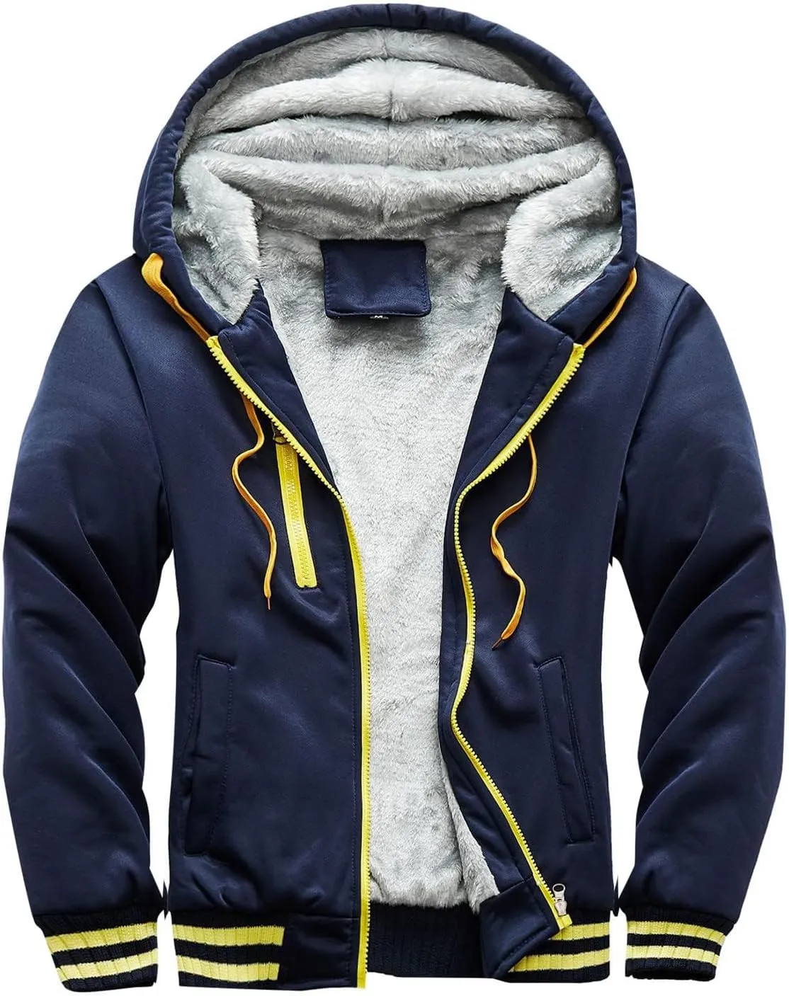 Thatrich Sherpa Lined Hoodies for Men Fleece Fuzzy Hooded Coats Casual Warm Jackets Cozy Full Zip Outwears Winter Coat Trendy
