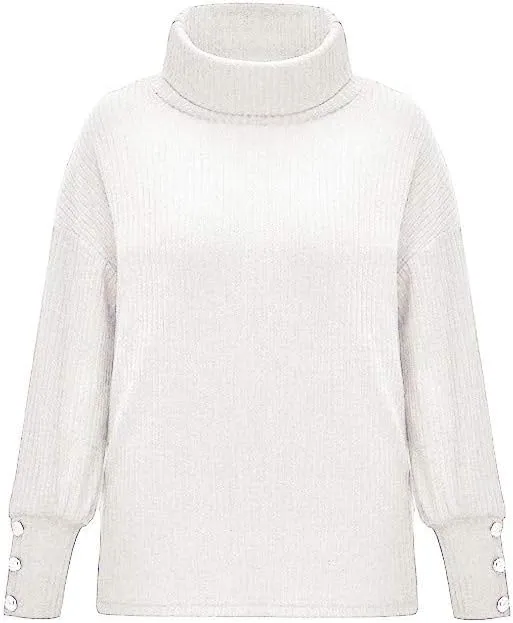 Turtleneck Sweater Women Oversized Cable Knit Sweater Cowl Neck Chunky Sweater Winter Plus Size Cute Pullover Jumper