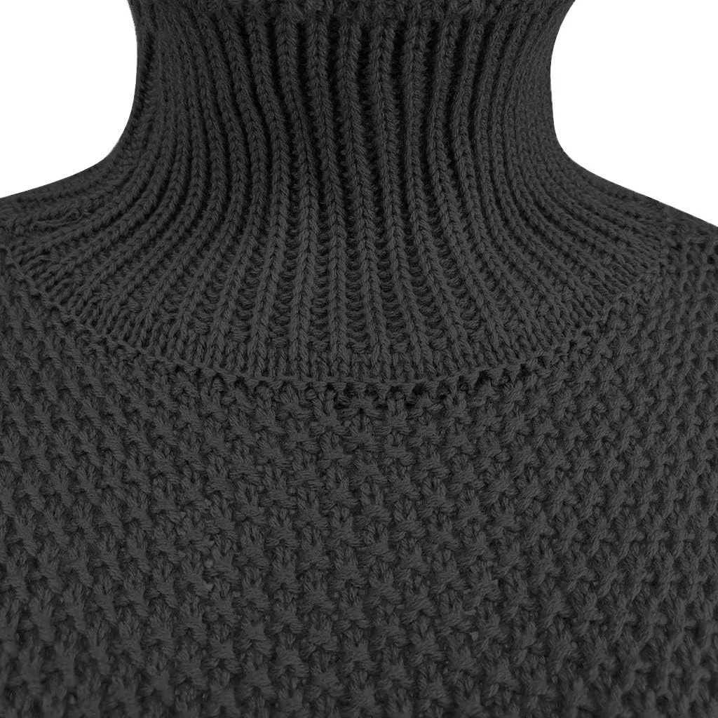 Turtleneck Sweater Women Oversized Knit Sweater Vintage Pullover Sweater Chunky Jumper Top Winter Casual Tunic Top
