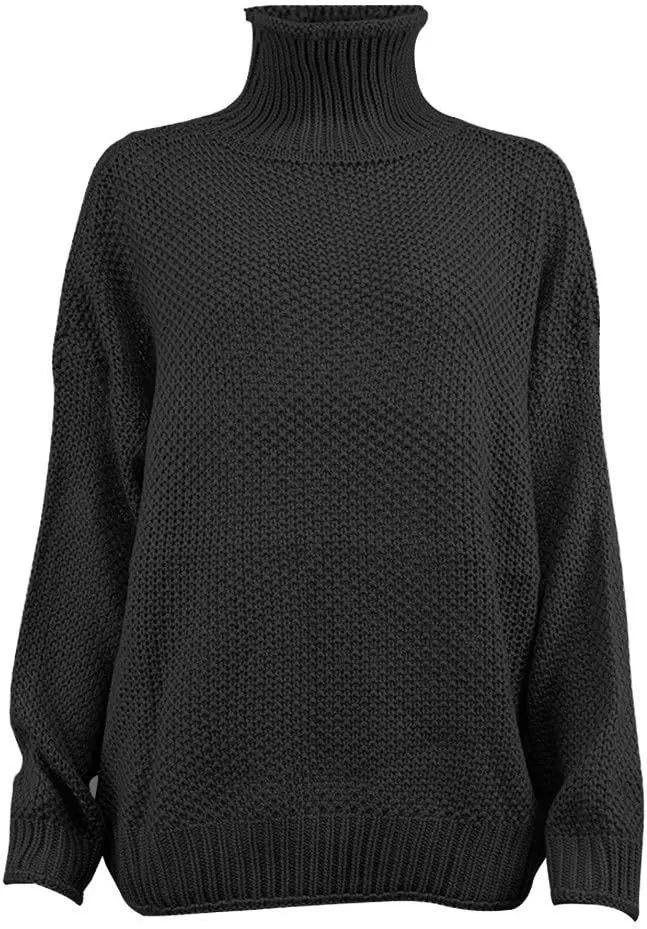 Turtleneck Sweater Women Oversized Knit Sweater Vintage Pullover Sweater Chunky Jumper Top Winter Casual Tunic Top