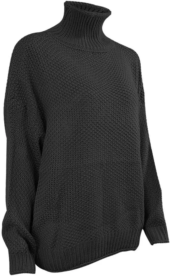 Turtleneck Sweater Women Oversized Knit Sweater Vintage Pullover Sweater Chunky Jumper Top Winter Casual Tunic Top
