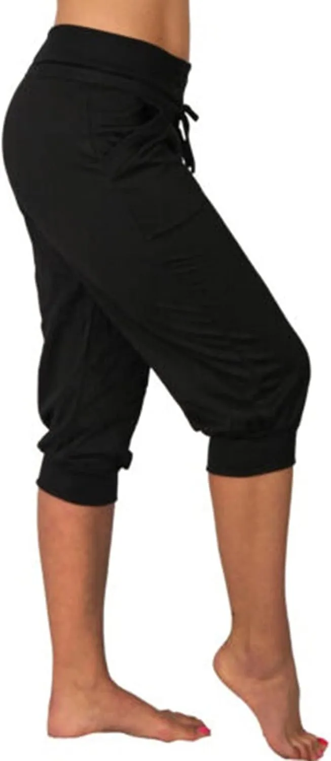 TWGONE Capri Pants for Women Plus Size Drawstring Workout Sweatpants Cropped Joggers Comfy Yoga Pants with Pockets