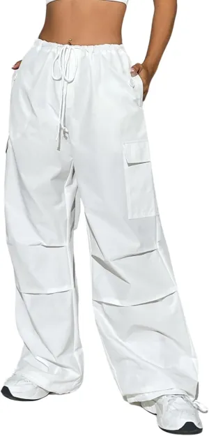 Verdusa Women's Drawstring Waist Side Pocket Joggers Cargo Pants Loose Long Trousers