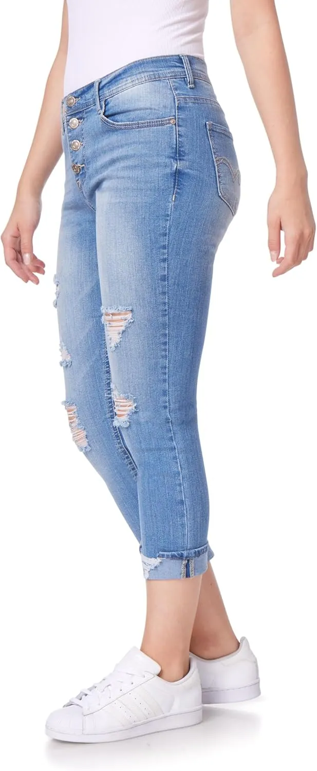 WallFlower Women's Flirty Curvy Crop High-Rise Insta Stretch Juniors (Standard and Plus)