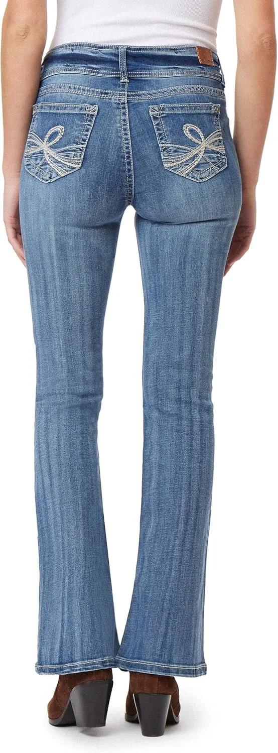 WallFlower Women's Flirty Curvy Flare High Rise Insta Stretch Juniors Jeans (Standard and Plus)