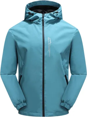 Waterproof Jackets for Men Lightweight Full Zip Long Sleeve Windbreaker Jackets with Hood Detachable Hiking Coats