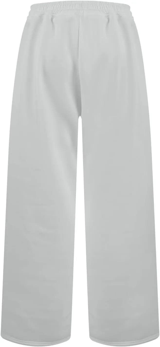 Wide Leg Sweatpants Women Y2k Baggy Fleece Lined Joggers with Pockets Casual Comfy Elastic High Waisted Sweat Pants