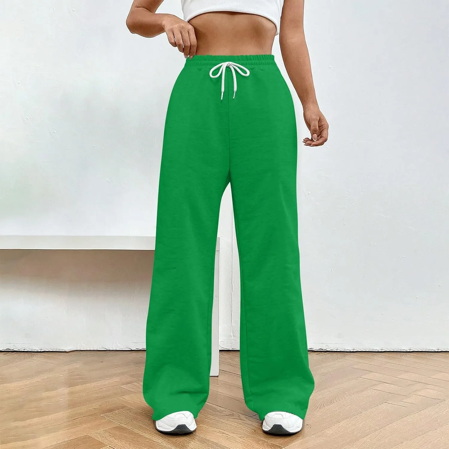 Wide Leg Sweatpants Women Y2k Baggy Fleece Lined Joggers with Pockets Casual Comfy Elastic High Waisted Sweat Pants