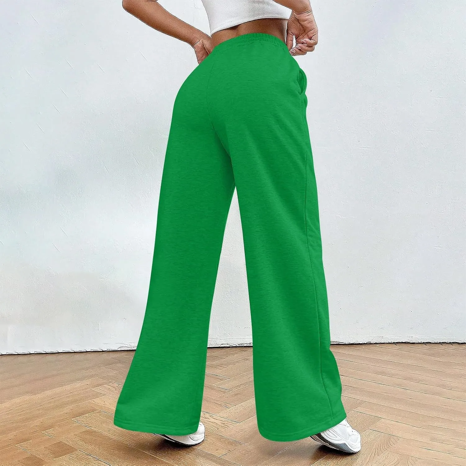 Wide Leg Sweatpants Women Y2k Baggy Fleece Lined Joggers with Pockets Casual Comfy Elastic High Waisted Sweat Pants