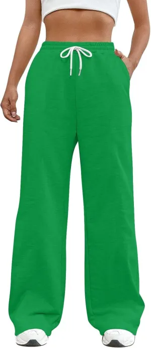 Wide Leg Sweatpants Women Y2k Baggy Fleece Lined Joggers with Pockets Casual Comfy Elastic High Waisted Sweat Pants