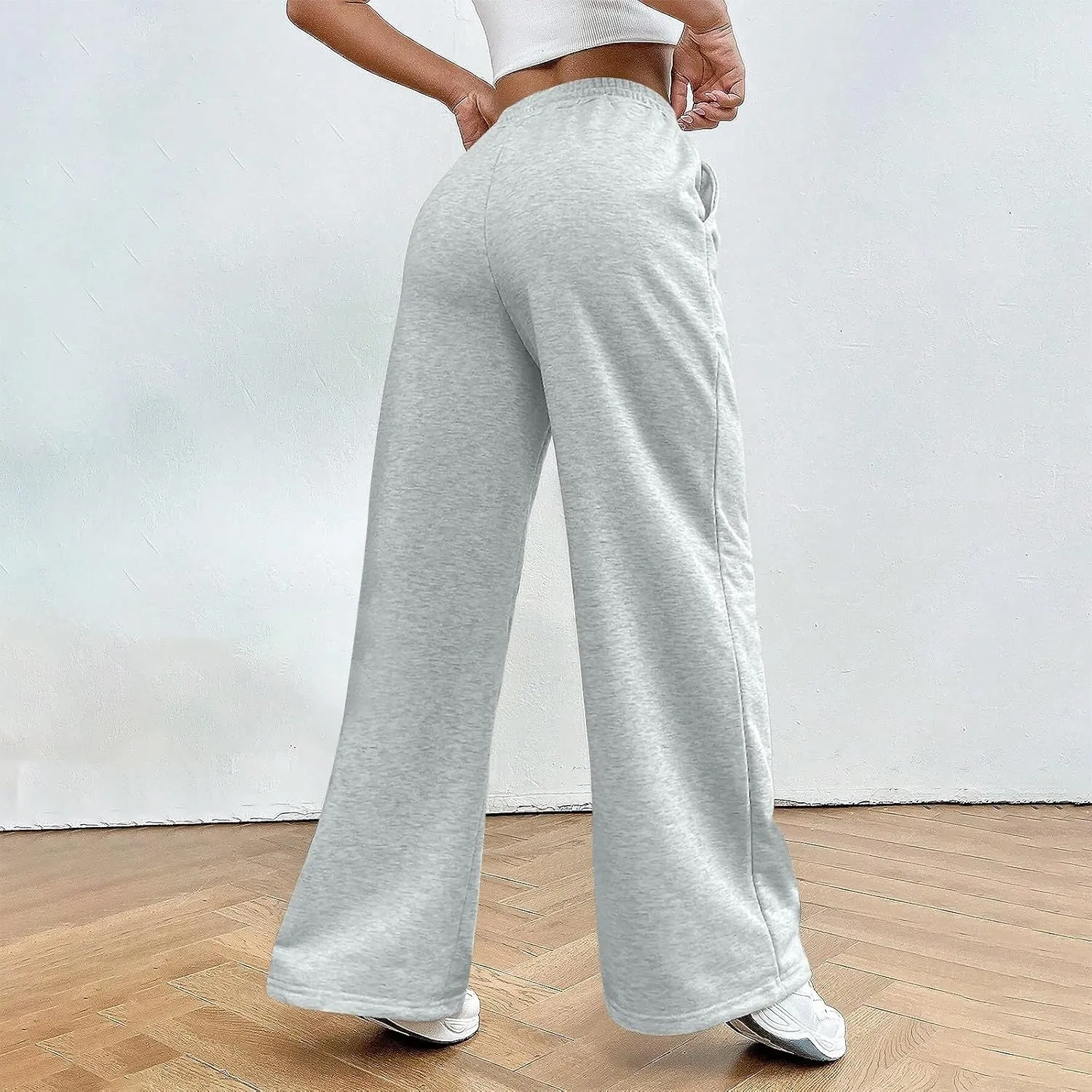 Wide Leg Sweatpants Women Y2k Baggy Fleece Lined Joggers with Pockets Casual Comfy Elastic High Waisted Sweat Pants