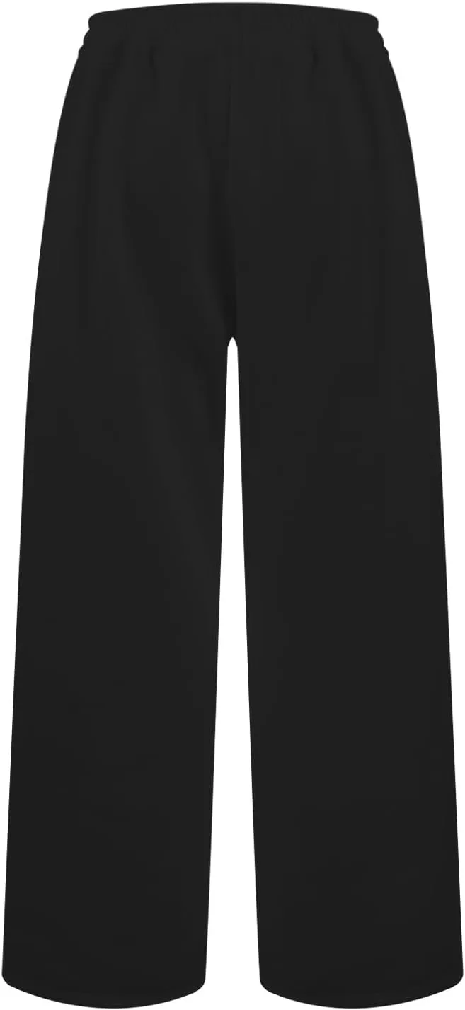Wide Leg Sweatpants Women Y2k Baggy Fleece Lined Joggers with Pockets Casual Comfy Elastic High Waisted Sweat Pants